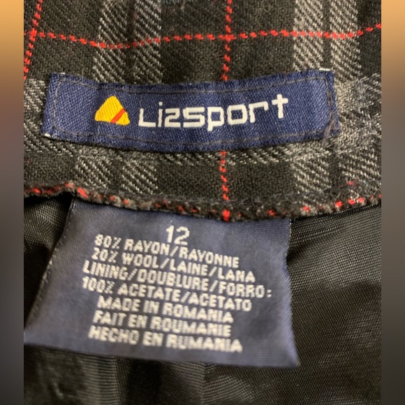 VTG 90s Gray Black Red Plaid High Waist Pants Size 12 LizSport Tapered - Pleated - Picture 5 of 7